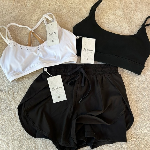 Buffbunny Collection Pants - BUFFBUNNY Shorts & 2 Bras Bundle/Set Women's Size XS/S Black & White New W/ Tags